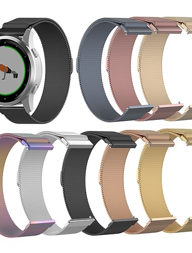  Ремешок для часов для Garmin Forerunner 255S Music Вену 2С Вивоактив 4S Вивомоув 3S Нержавеющая сталь Замена Ремень 18mm Регулируется Миланский ремешок Браслет