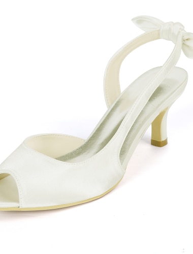  Γυναικεία Γαμήλια παπούτσια Lace Up Sandals Σανδάλια Strappy Σπρινγκ Νυφικά Παπούτσια Φιόγκος Τακούνι Στιλέτο Ανοικτή Μύτη Σατέν Λάστιχο Μαύρο Λευκό Κρύσταλλο