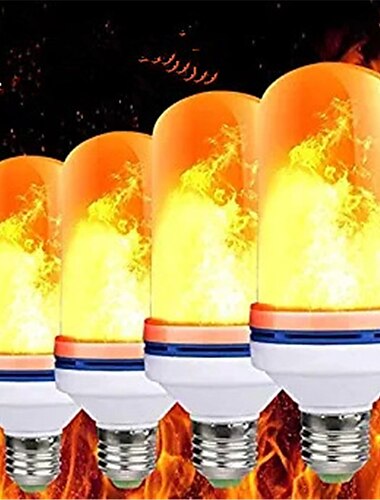  4 Stück E27 LED Flamme Glühbirnen 99 LEDs flackernde Flamme Lampe Glühbirne Flammeneffekt Feuerlampen Emulation Urlaub Dekoration Halloween Party Geschenk AC85-265V