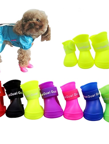  犬用 犬用ブーツ / シューズ レインブーツ 防水 純色 かわいいスタイル ペット用 シリコーン ゴム PVC ブラック
