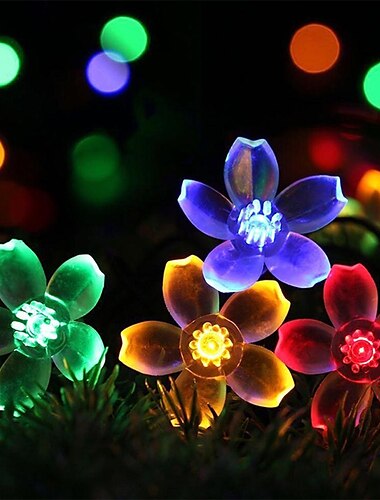  Elegante 10 m lange Sakura-Lichterkette für Hochzeitsfeiern, batteriebetrieben, 80 LEDs, warmweiß/blau, für die Dekoration im Garten und Innenhof