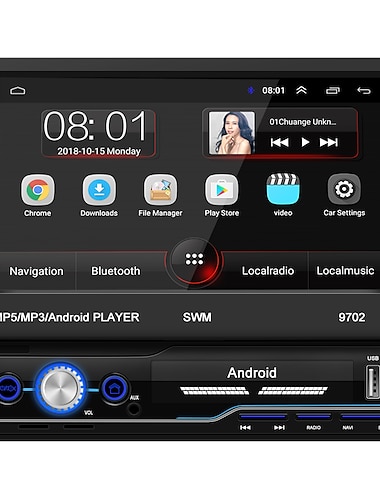  9702 1 Din Android 10.1 Bil MP5-afspiller Bil MP4-afspiller Touch-skærm GPS Indbygget bluetooth til Universel