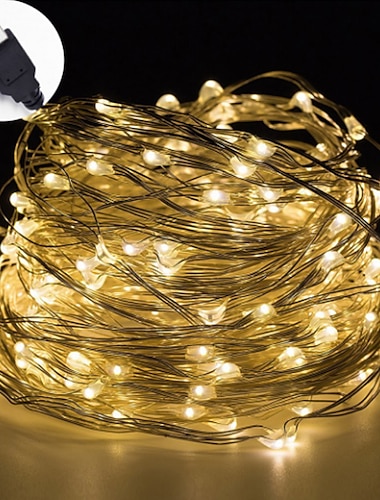  5m Ευέλικτες LED Φωτολωρίδες Φώτα σε Κορδόνι 50 LEDs SMD 0603 1pc Θερμό Λευκό Άσπρο Πολύχρωμα ημέρα των ευχαριστιών Χριστούγεννα Χριστουγεννιάτικη διακόσμηση γάμου Τροφοδοτείται μέσω USB
