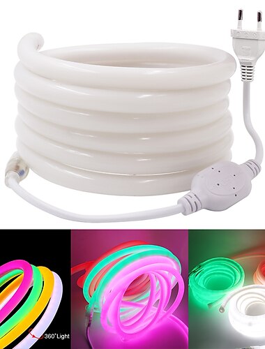  5m Ευέλικτες LED Φωτολωρίδες 600 LEDs EL 14mm 1set Θερμό Λευκό Άσπρο Κόκκινο Αδιάβροχη Μπορεί να κοπεί Πάρτι 220 V