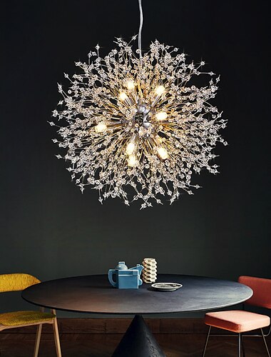  12-lights moderne gegalvaniseerde globe kroonluchters vuurwerk led nordic stijl hanglampen woonkamer eetkamer g9 lamp base