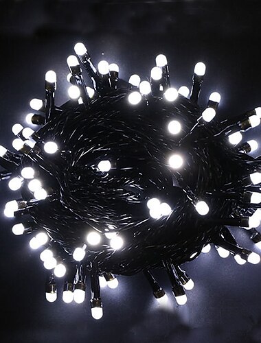  Elegante cadena de luces para fiestas de recepción de bodas, juego de luces para exteriores, 100 m, 500 leds, blanco cálido, RGB, blanco, para decoración de fiestas de bodas, Navidad, enchufe