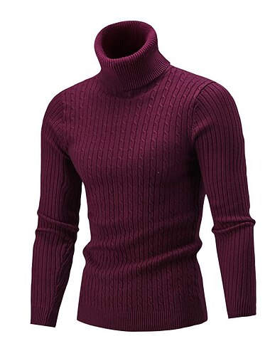  Homme Pull à col roulé Pull Chandail Pull Pull en tricot Pull à col roulé pour homme A côtes torsadé Tricoter Rétro Tendance Bloc de couleur Col Roulé Bord orné de perles Pulls du quotidien Vacances