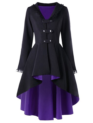 Retro Vintage Punk & Gothic Mittelalterlich Mantel Trenchcoat Oberbekleidung Pestdoktor Übergrössen Einfarbig Damen Halloween Karneval Maskerade Party Halloween Erwachsene Mantel