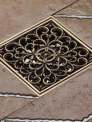  Drain Cool / nieuw design, eigentijds messing, 1 stuk, vloermontage