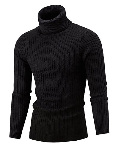  Herre Turtleneck genser Genser Pullover genser Strikket genser Herre Turtle Neck Jumper Riflet Kabel Strikke Retro Elegant Fargeblokk Rullekrage Perlestrikk Kant Gensere Daglig Ferie Klær Vinter