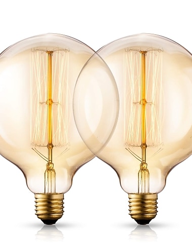  2pcs 40w edison vintage globe ampoule à incandescence dimmable e26 e27 g125 filament antique ambre blanc chaud pour loft bar restaurant cuisine 220-240v