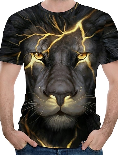  Homme Graphique Animal Lion T-shirt T-Shirts Drôles Manche Courte T-shirt Impression 3D Col ras du cou Chemise Streetwear Exagéré Quotidien Décontracté Fête Noir Rouge Violet Été Vêtement Tenue
