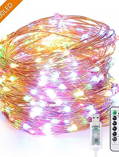  Eleganti Luci a Stringa LED USB 10m 100leds Luci Colorate Impermeabili a Rame per Decorazioni Festive di Feste e Matrimonio