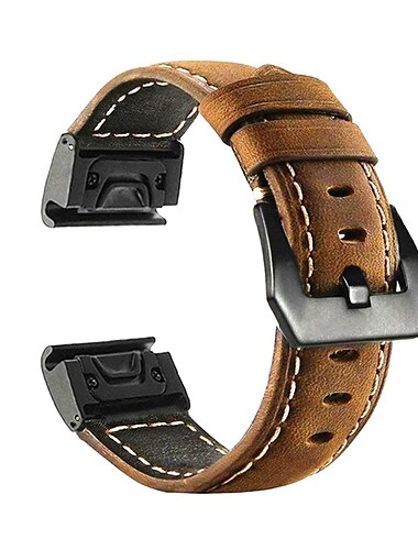  حزام إلى جارمين Fenix 7 6 5 Forerunner 955 Solar 945935 Instinct 2 Epix Approach S62 S60 Marq Descent G1 Quatix 7 جلد طبيعي إستبدال حزام Quick Fit 22 مللي متر معصمه