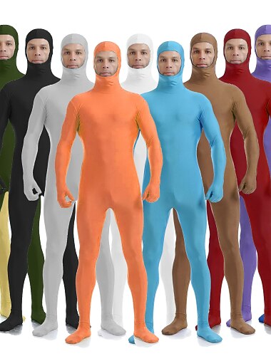  Zentai-kostymer Huddräkt Helkroppsdräkt Karnevalsdräkt Helkroppsdräkt Herr Dam Kön Solid färg Spandex Lykra Kostym för Halloween Vuxna