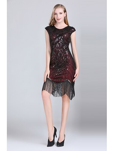  الرقص اللاتيني أزياء الرقص فستان شرابة شىء صغير براق ترتر نسائي أداء مناسب للحفلات بدون كم ارتفاع متوسط بوليستر