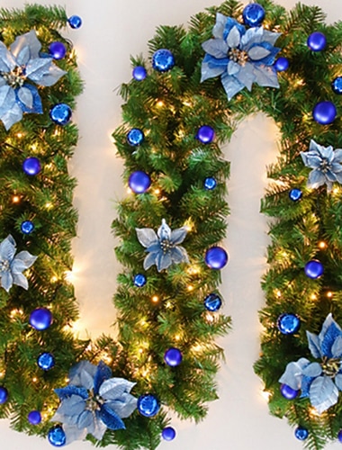  2,7m decorações de natal guirlanda com guirlanda de luz para escadas árvore de natal decoração de videira criptografia pingente de luxo árvore de natal decorações de festival conjunto de guirlanda de ouro e vermelho
