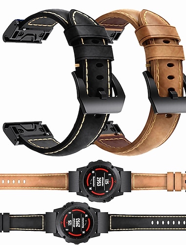  Uhrenarmband für Garmin Fenix 7 6 5 Vorläufer 955 Solar 945 935 Instinct 2 Epix Approach S62 S60 Marq Descent G1 Quatix 7 Echtes Leder Ersatz Gurt Schnellverschluss 22 mm Armband