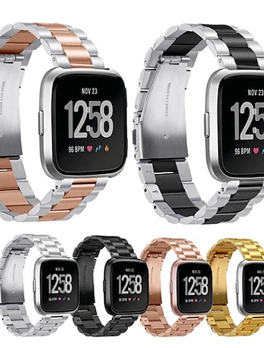 Ver Banda para Fitbit Versa 2 / Versa Lite / Versa SE / Versa Acero Inoxidable Reemplazo Correa Brazalete de Eslabones Pulsera