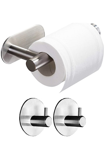  Klopapierhalterung&amp; 2 Wandhaken-Sets, selbstklebende Wandhalterung, Edelstahl-Badezimmer-Accessoires (schwarz/golden/silbrig)
