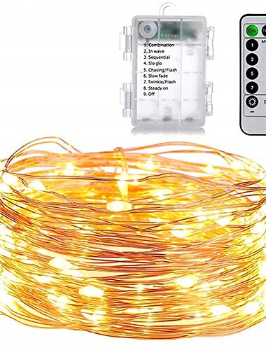 مجموعات إضاءة 5 متر سلسلة أضواء 50 LED SMD 0603 1 13 مفتاح تحكم عن بعد مجموعة واحدة بيضاء دافئة متعددة الألوان لعيد الميلاد المجيد مقاوم للماء لتزيين الحفلات بطاريات AA تعمل بالطاقة