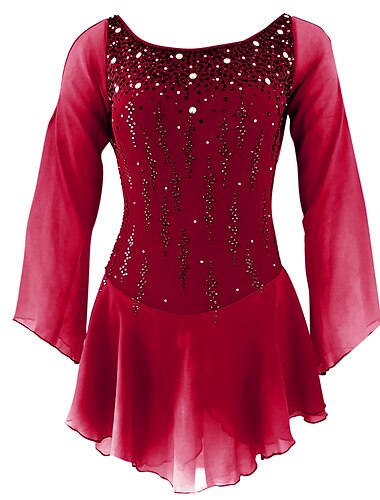  Kunstschaatsjurk Dames Voor meisjes Schaatsen Jurken Outfits Yan roze Wit / Wit Geel en geel Open achterkant Spandex Micro-elastisch Opleiding Kunstschaatskleding Met de hand gemaakt Klassiek Kristal