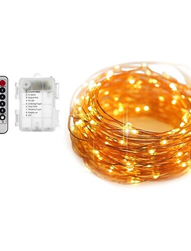  5m lichtsets lichterketten 50 leds smd 0603 1 13keys fernbedienung 1 set warmweiß weiß mehrfarbig weihnachten neujahr wasserdicht party dekorativ AA batterien betrieben