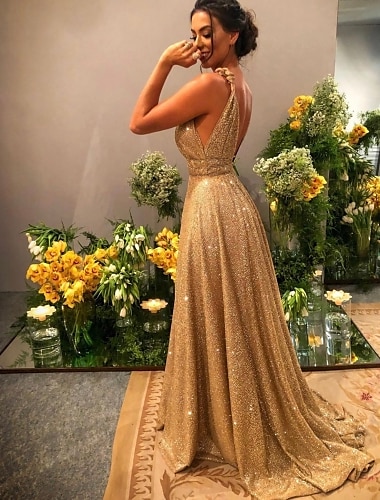  φορέματα χορού σε γραμμή αστραφτερό φόρεμα βραδινό φόρεμα για πάρτι επίσημο βραδινό σκούπισμα / πινέλο τρενάκι αμάνικο λουράκι σπαγγέτι ελαστικό σατέν εξώπλατο με στρας 2024