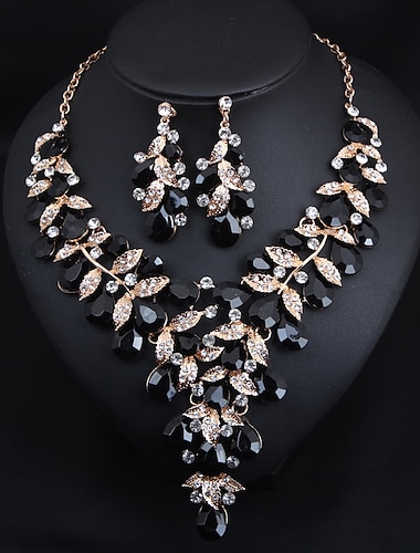 Bridal Jewelry Sets 1 set Crystal Rhinestone Alloy 1 Necklace Earrings Women's Statement Colorful Cute Fancy Flower irregular Jewelry Set For Party Wedding