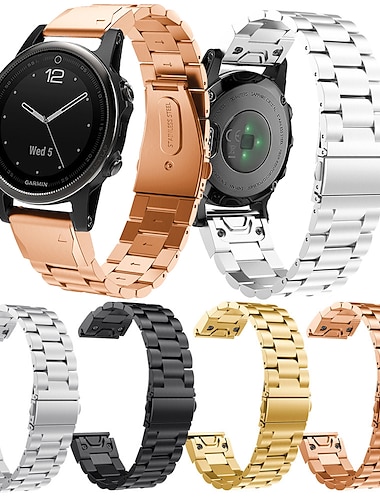  Ремешок для часов для Garmin Fenix 7S / 6S Pro с сапфировым стеклом Инстинкт 2С Descent Mk2S Нержавеющая сталь Замена Ремень Быстрая посадка 22 мм Металлическая группа Браслет
