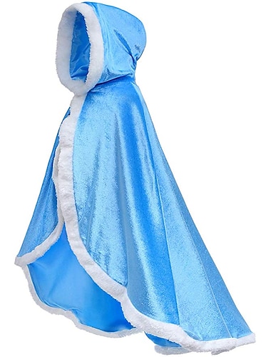  Princesse Conte de Fée Elsa Reine des Neiges Manteau Fille Cosplay de Film Robe trapèze Vêtement couvrant Rouge Bleu Fuchsia Noël Mascarade Anniversaire Robe Châle