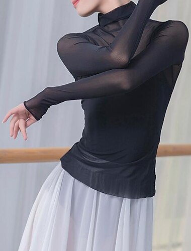  andningsbar balett topp delad led för kvinnors träningsprestanda långärmad poly