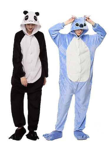 Adulte Animal Costume de groupe Costume grenouillère Costume de carnaval Ours Pika Pika Panda Combinaison de Pyjamas Pyjamas Kigurumi Déguisement drôle Pour Homme et Femme Carnaval Dessin animé