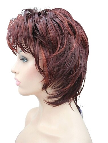  Synthetische Perücken Wellen Pixie-Schnitt Stufenhaarschnitt Mit Pony Perücke Grau Kurz Grau Rot Synthetische Haare 6 Zoll Damen Strähnchen / Balayage-Technik Rot Grau