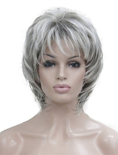  Парики из искусственных волос Волнистый Стрижка под мальчика Стрижка каскад С чёлкой Парик Серый Короткие Серый Красный Искусственные волосы 6 дюймовый Жен. Выделенные пряди / балаяж Красный Серый