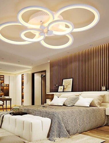  6-flammige LED dimmbare Deckenleuchte Einbauleuchten Kreisdesign moderner Stil Einfachheit Acryl 90w Wohnzimmer Esszimmer Schlafzimmer Leuchte nur mit Fernbedienung dimmbar