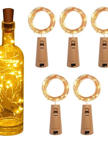  5τμχ. Μπουκάλι κρασιού με χορδή με φελλό 2m 20 led φώτα μπουκάλι φελλό μπαταρίας για πάρτι γάμο χριστουγεννιάτικη διακόσμηση μπαρ