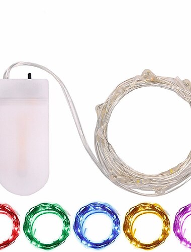  elegant bryllupsmottak fest 1 stk knapp batteridrevne led-slyngelys sølv kobbertråd 2m 20led fe led høytidsdekorasjon til julebryllup