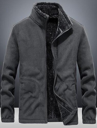  Herren Wanderfleecejacke Windjacke Polarfleece Winter Outdoor einfarbig thermisch warm winddicht leicht Stehkragen Oberbekleidung Trenchcoat Top Single Slider Jagd Angeln Klettern blau