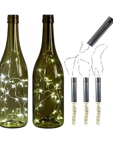  2m Flexibele LED-verlichtingsstrips Verlichtingsslingers 20 LEDs 3 stuks Warm wit AA-batterijen aangedreven