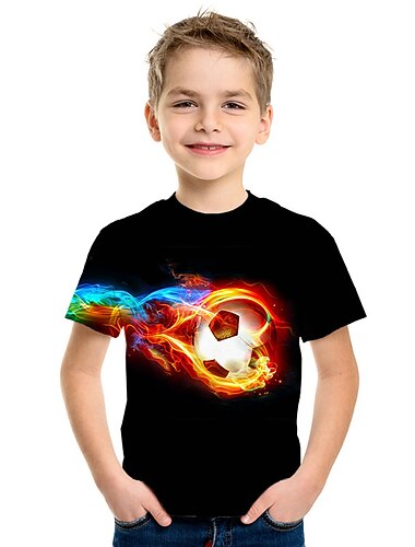  Chico 3D Fútbol Americano Camiseta Manga Corta Impresión 3D Verano Activo Ropa de calle Poliéster Niños 3-12 años Exterior Diario