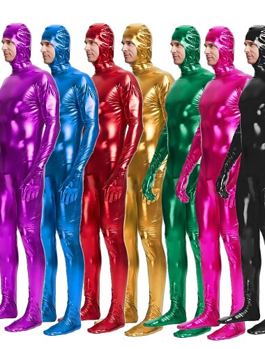 Zentai-kostymer Kroppsdräkt Karnevalsdräkt Helkroppsdräkt Herr Solid färg Latex Spandex Lycra Kostym för Karnival Maskerad Vuxna