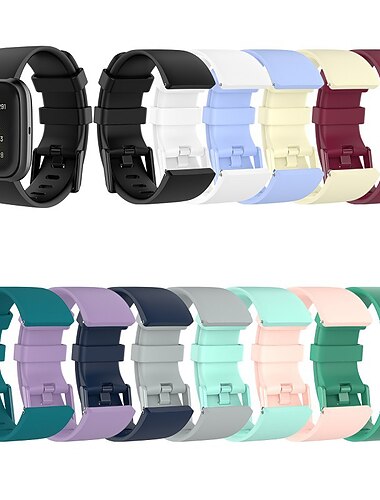  Ver Banda para Fitbit Versa 2 / Versa Lite / Versa SE / Versa Silicona suave Reemplazo Correa Ajustable Transpirable Cierre clásico Correa Deportiva Pulsera