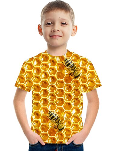  Jungen 3D Farbblock 3D-Druck T-Shirt Kurzarm 3D-Druck Sommer Sport Strassenmode Basic Polyester Kunstseide kinderkleidung 3-12 Jahre Outdoor Täglich Innen