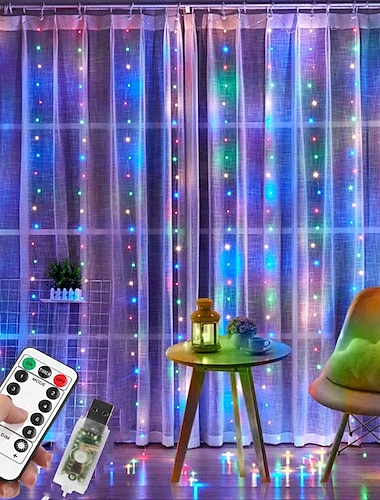  raam gordijn lichtslinger 3x2m buiten bruiloft decoreren raamverlichting 200 led 8 verlichtingsmodi voor slaapkamer feest bruiloft huis binnen buiten waterdicht