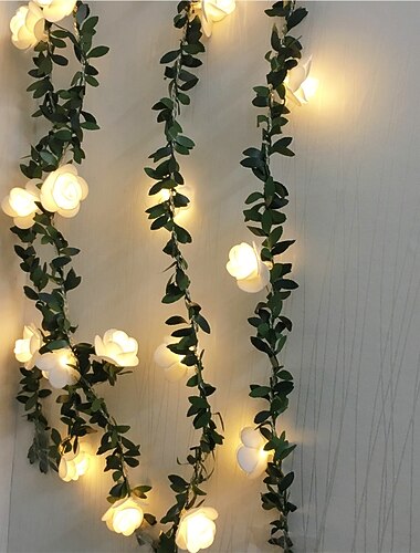  Elegante 6 m lange LED-Lichterkette mit künstlichen Pflanzen für Hochzeitsfeiern und Empfänge – Kletterpflanze mit grünen Efeublättern für den Valentinstag, Heimdekoration, DIY-Hängebeleuchtung für