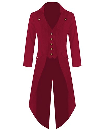  Herren Winterjacke Wintermantel Mantel Party V Ausschnitt Punk & Gothic Jacke Oberbekleidung Einfarbig Grün Purpur Rote / Langarm / Lang