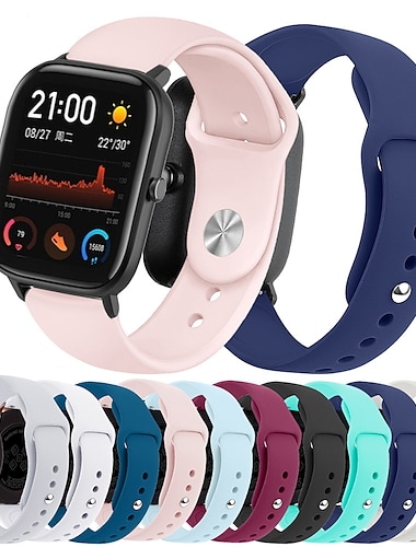  Ремешок для часов для Amazfit GTS 4,4mini, 3,2,2mini, 2e, GTR 42mm, Bip U Pro, U, 3 Pro, 3, S lite, S, lite Мягкий силикон Замена Ремень Спортивный ремешок Браслет