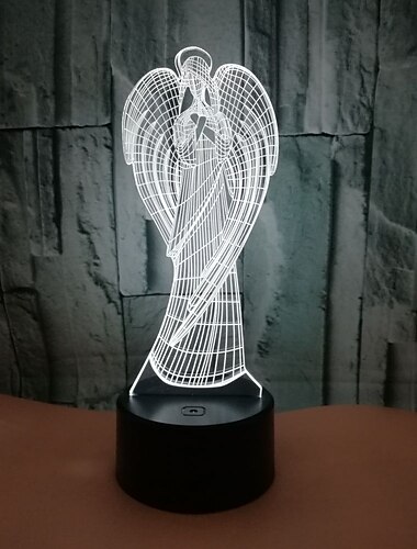  Ángel Luz nocturna 3D Lámparas de Noche Color variable Con puerto USB USB 1 PC