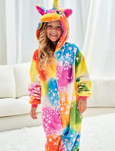  Pijama kigurumi Fantasia fantasia Fantasia de macacão Animal Unicórnio Desenho Quente fantasia engraçada Confortável Crianças Unisexo Meninos e meninas Natal Dia Das Bruxas Carnaval Festa Espetáculo